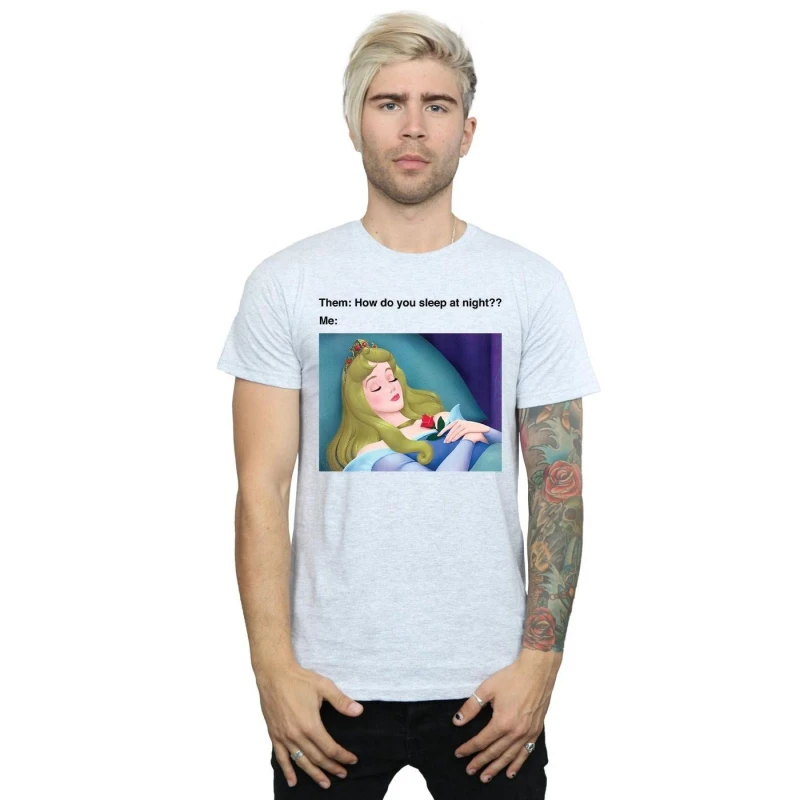 Image of Disney Men Sleeping Beauty Meme T-Shirt in Grey Size: Small Grey S Male 5057736895238