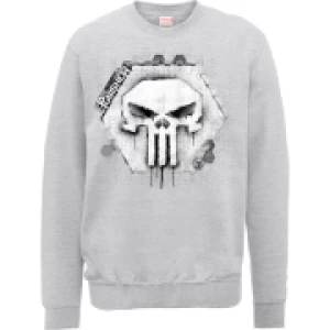 Image of Marvel The Punisher Skull Badge Logo Grey Mens Sweatshirt - XXL - Grey
