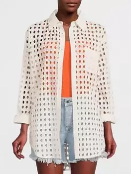 Image of Solid & Striped The Oxford Eyelet Tunic Top - Marshmallow