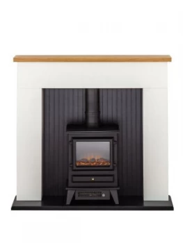 Image of Adam Fire Surrounds Innsbruck White Electric Fireplace Suite With Stove