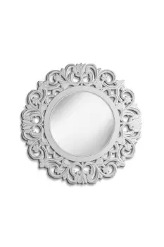 Image of Caterham Embossed Round Wall Mirror 60 x 60cm White