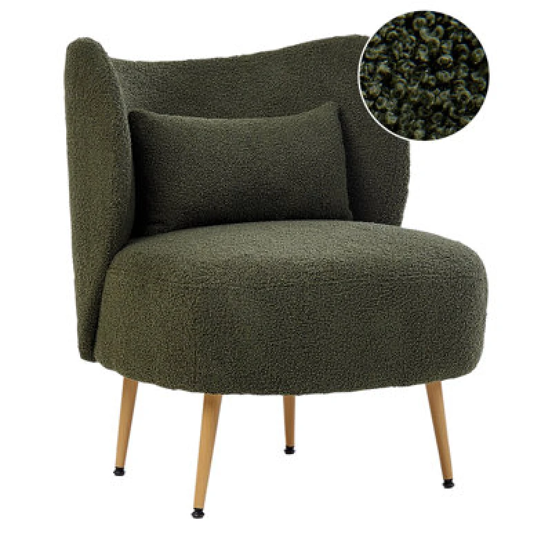 Image of Beliani Boucle Armchair Dark Green Otsby Ii