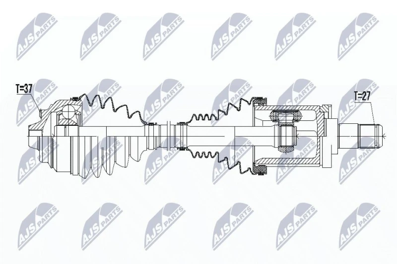 Image of NTY NPW-BM-055 Drive shaft 8-Speed Automatic Transmission, Front Axle Left Drive Shaft (13)