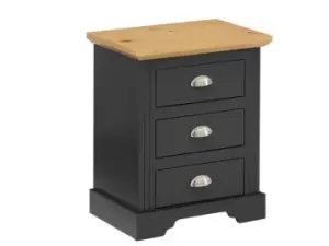 Image of Seconique Toledo Grey and Oak 3 Drawer Bedside Table