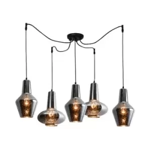 image of Larissa Milia Ceiling Cluster Pendant 5 Light Glass Chrome