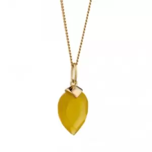 image of November Yellow Gold Plated Birthstone Chalcedony Stone Pendant P4985