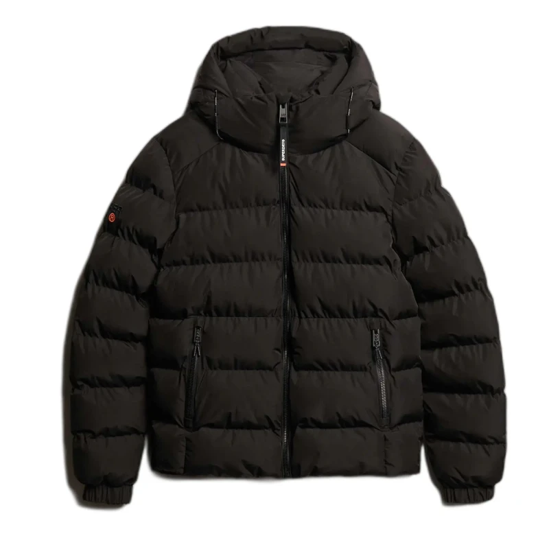 Image of Superdry Hooded Sports Puffer Jacket Black L