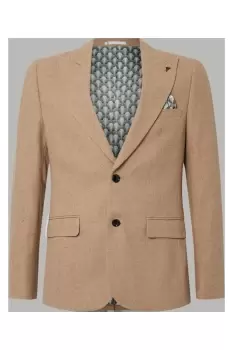 Image of Mens Slim Fit Neutral Tweed Suit Jacket