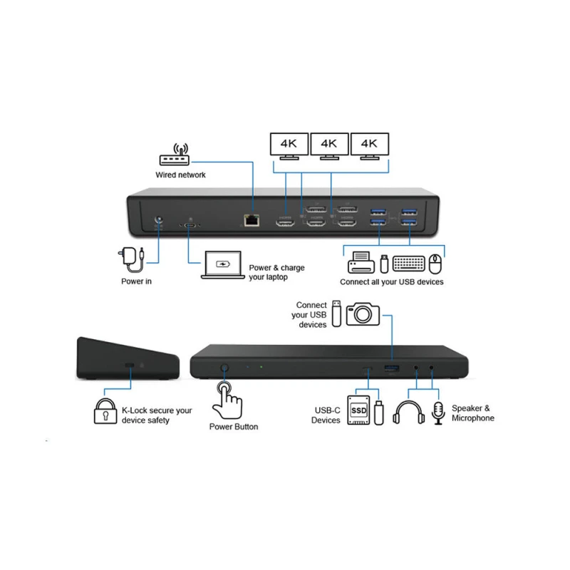 Image of Origin Storage Origin Storage Docking Station USB-C EQV to DELL D6000 452-BCYH-OS