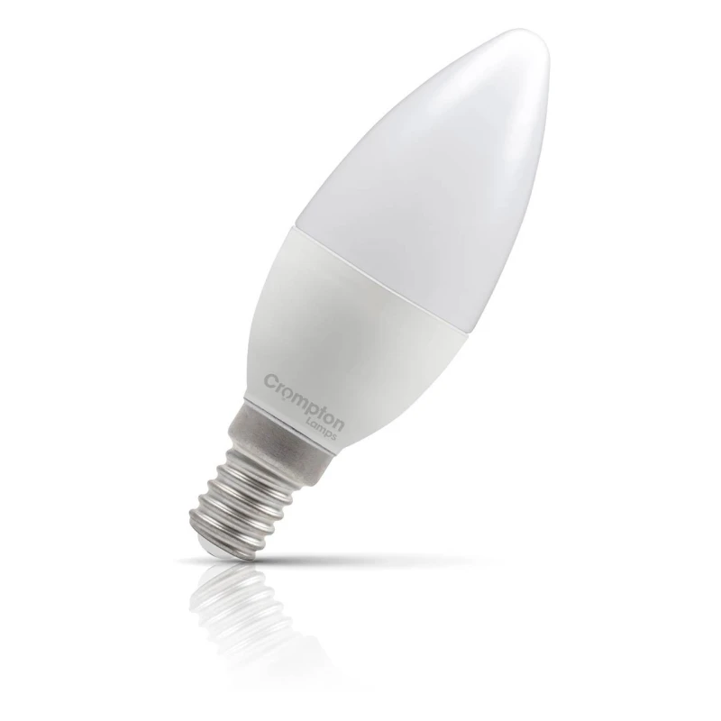 Image of Crompton LED Candle Light Bulb E14 4.2W Dim Cool White 4000K Small Screw Thermal Plastic Opal