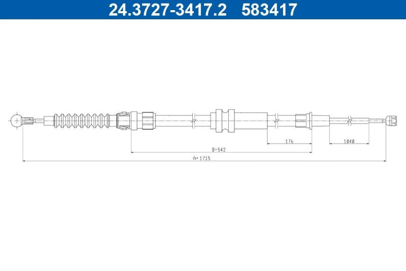 Image of ATE 24.3727-3417.2 Brake Cable 1715mm Cable,parking brake (124)