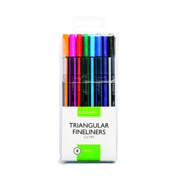 Image of Q-Connect Triangular Fineliners Assorted Colour Pack of 8 KF18050