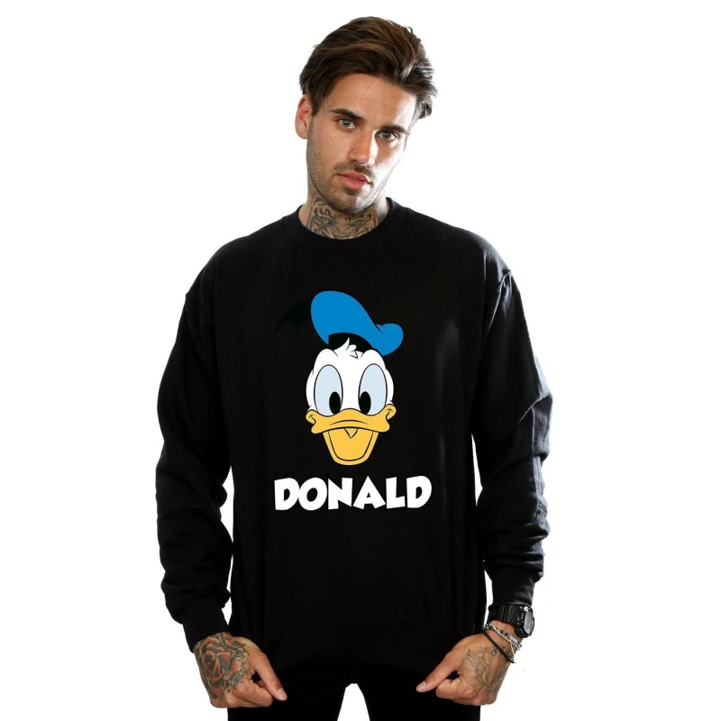 Image of Disney Donald Duck Face Sweatshirt Black