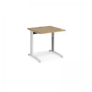 image of TR10 height settable straight desk 800mm x 800mm - white frame and oak