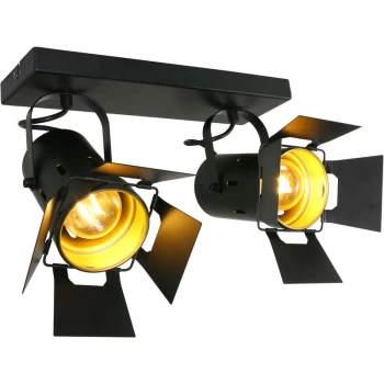 image of Sienna Lighting - Sienna Square Twin Spotlight Black Matt