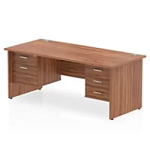 Image of Dynamic Rectangular Office Desk Walnut MFC Panel End Leg Walnut Colour Frame Impulse 1 x 2 Drawer 1 x 3 Drawer Fixed Ped 1800 x 800 x 730mm