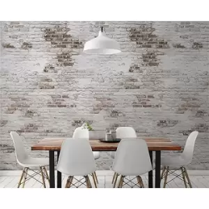 Image of Grandeco Bricks Light Grey Digital Wallpaper Mural