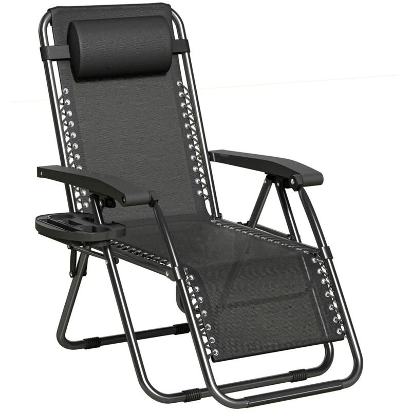 Image of MCC Direct Zero Gravity Garden Recliner Chair Outdoor Sun Lounger in Black Unisex