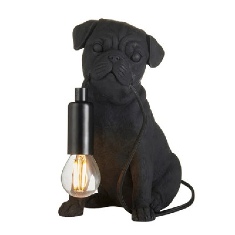 Image of Luminosa Lighting Luminosa Pug Puppy Table Lamp Matt Black, 1X E14