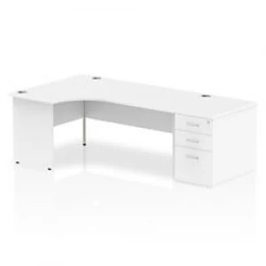 Image of Dynamic Corner Left Hand Desk White MFC Panel End Leg White Frame Impulse 2230/1200 x 800/600 x 730mm