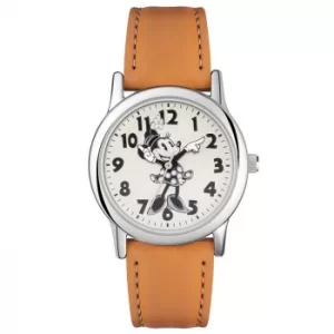 image of Disney Minnie Mouse Cream Dial Tan Leather Strap Watch