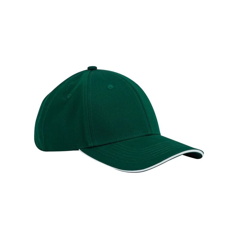 Image of Beechfield Beechfield Men Classic 6 Panel Cotton Sandwich Peak Cap in Bottle Green Bottle Green One Size Male 5063527237422