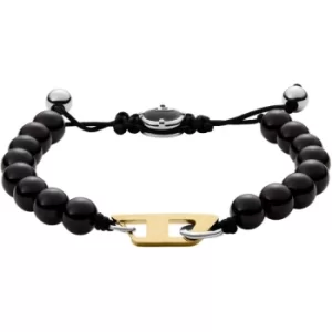 image of Mens Diesel Black Agate Beaded Bracelet