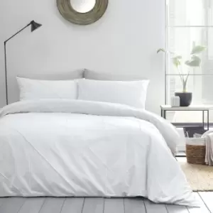 image of Dart Duvet Cover and Pillowcase Set White White