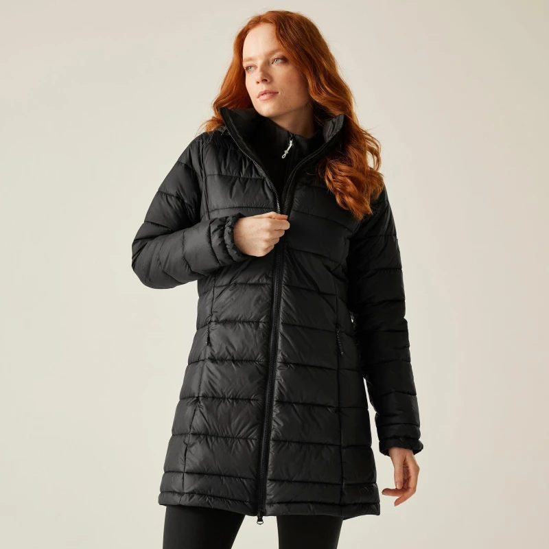 Image of Womens Regatta Starler Hooded Puffer Noir Female 46