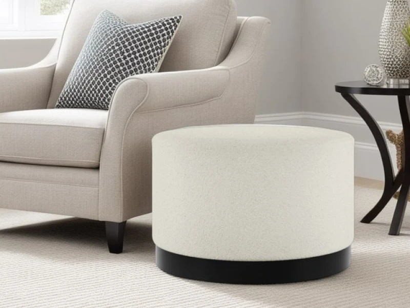 Image of LPD Lara Large Ivory and Black Fabric Bedroom Stool