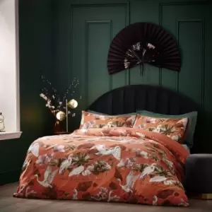 Image of Wylder Tropics Kushiro Coral Duvet Cover & Pillowcase Set Coral