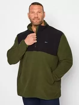 image of BadRhino 1/4 Zip Panel Fleece - Khaki, Green, Size 2XL, Men