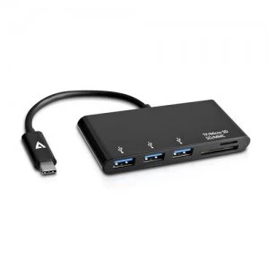 Image of V7 V7UC3U-HUB-BLK interface hub USB 2.0 Type-C 5000 Mbit/s