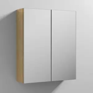 image of Nuie - Athena Mirrored Cabinet (50/50) 600mm Wide - Natural Oak