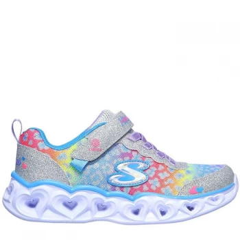 image of Skechers Heart Light Up Trainers Child Girls - Silver/Multi