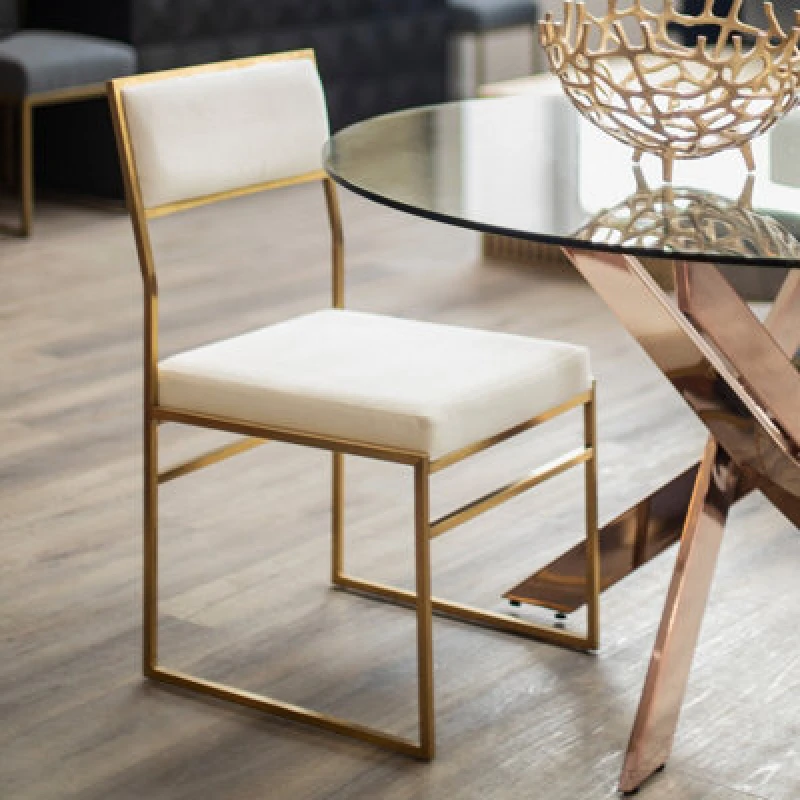 Image of Premier Housewares Elegant Design Dining Chair, Durable And Functional Restaurant Chair, Comfortable Modern Dining Chair Gold