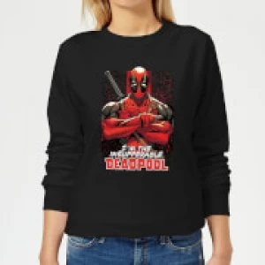 image of Marvel Deadpool Crossed Arms Womens Sweatshirt - Black