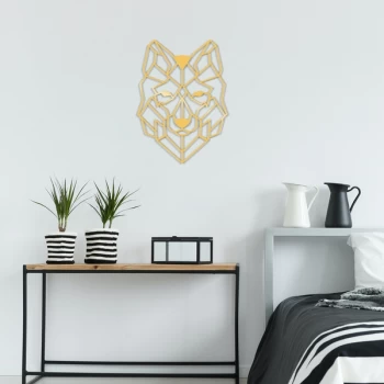 Image of Wolf2 Metal Decor - Gold Gold Decorative Metal Wall Accessory