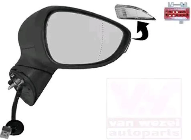 Image of VAN WEZEL 1808808 Wing mirror * HAGUS * Right, black, Heatable, Rough Outside Mirror (50)