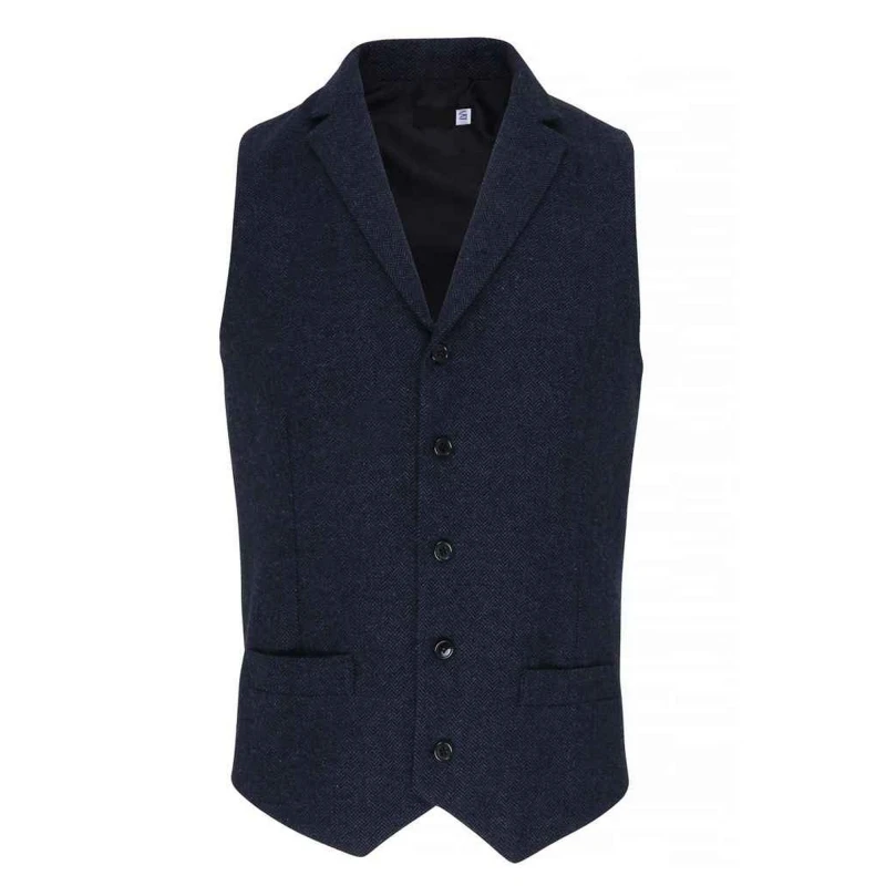 Image of Premier Premier Men Herringbone Waistcoat in Navy Size: X-Small Navy XS Male 5063470846061