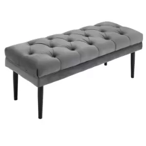 Image of HOMCOM Entryway Bench, Bed End Bench, Button Tufted Window Seat, Upholstered Accent Stool for Living Room, Bedroom, Hallway, Grey