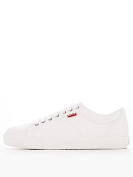 image of Levis Woodward Faux Leather Trainers - White, Size 10, Men