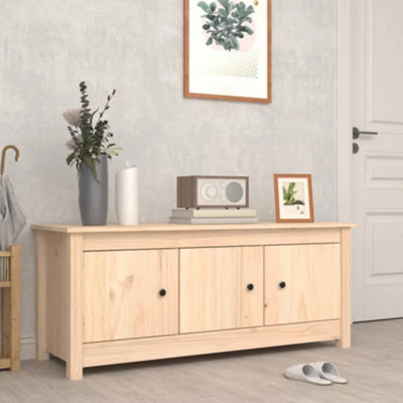 Image of Vidaxl Shoe Cabinet 110X38X45.5cm Solid Wood Pine