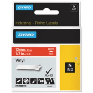 Dymo 1805416 White on Red Label Tape 12mm x 5.5m