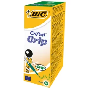 BiC Medium Cristal Pen with Grip Green Pack 20