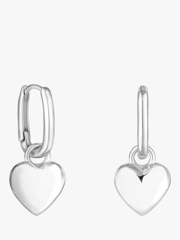 Image of Simply Silver Sterling Silver 925 Polished Open Tapered Heart Pe Hoop Earrings One Size Silver 70539111000