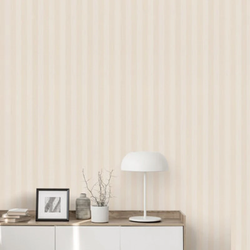 Image of Erismann Vertical Stripes Abode Heritage Natural Beige Cream Paste The Paper Wallpaper, Cream WL-05551-02