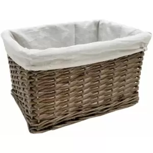 Image of Big Huge Deep Living Room Fireplace Log Basket Full Wicker Storage Box [Oak Large: 46.5x33x26cm]