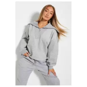 Image of I Saw It First Zip Front Oversized Collar Sweatshirt - Grey
