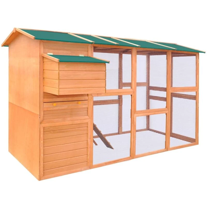 Image of vidaXL Chicken Coop Cage Hens Feeding House Small Animal Hutch Shelter Wood